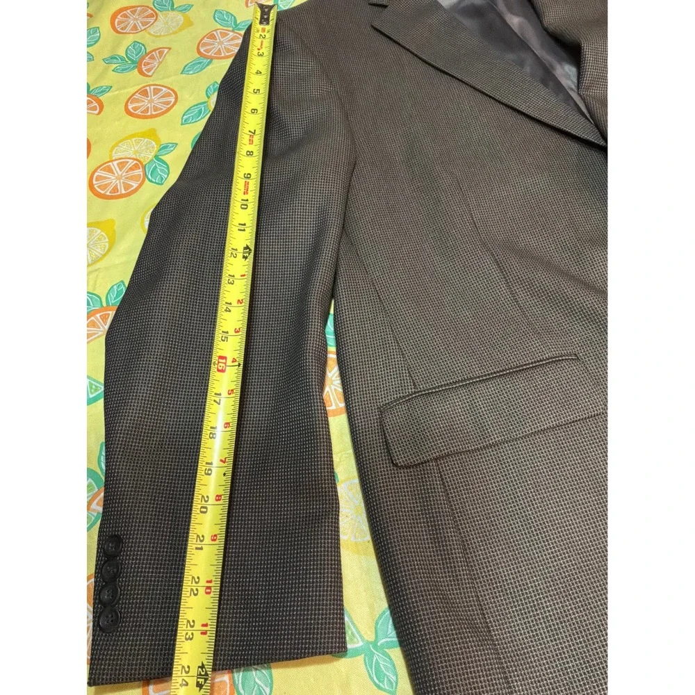 Geoffrey Beene Blazer Mens 48R Brown Micro-Check Two-Button‎ Sport Coat J002